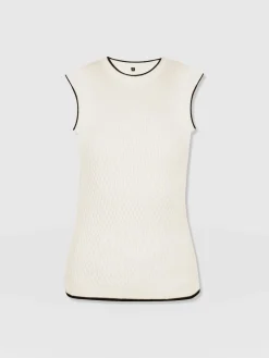 Sale Saint and Sofia Honeycomb Sleeveless Rib Knit - Cream
