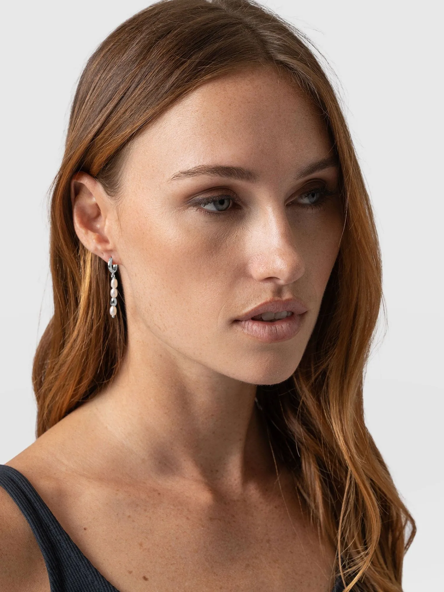 New Saint and Sofia Jacqueline Pearl Drop Earrings - Silver