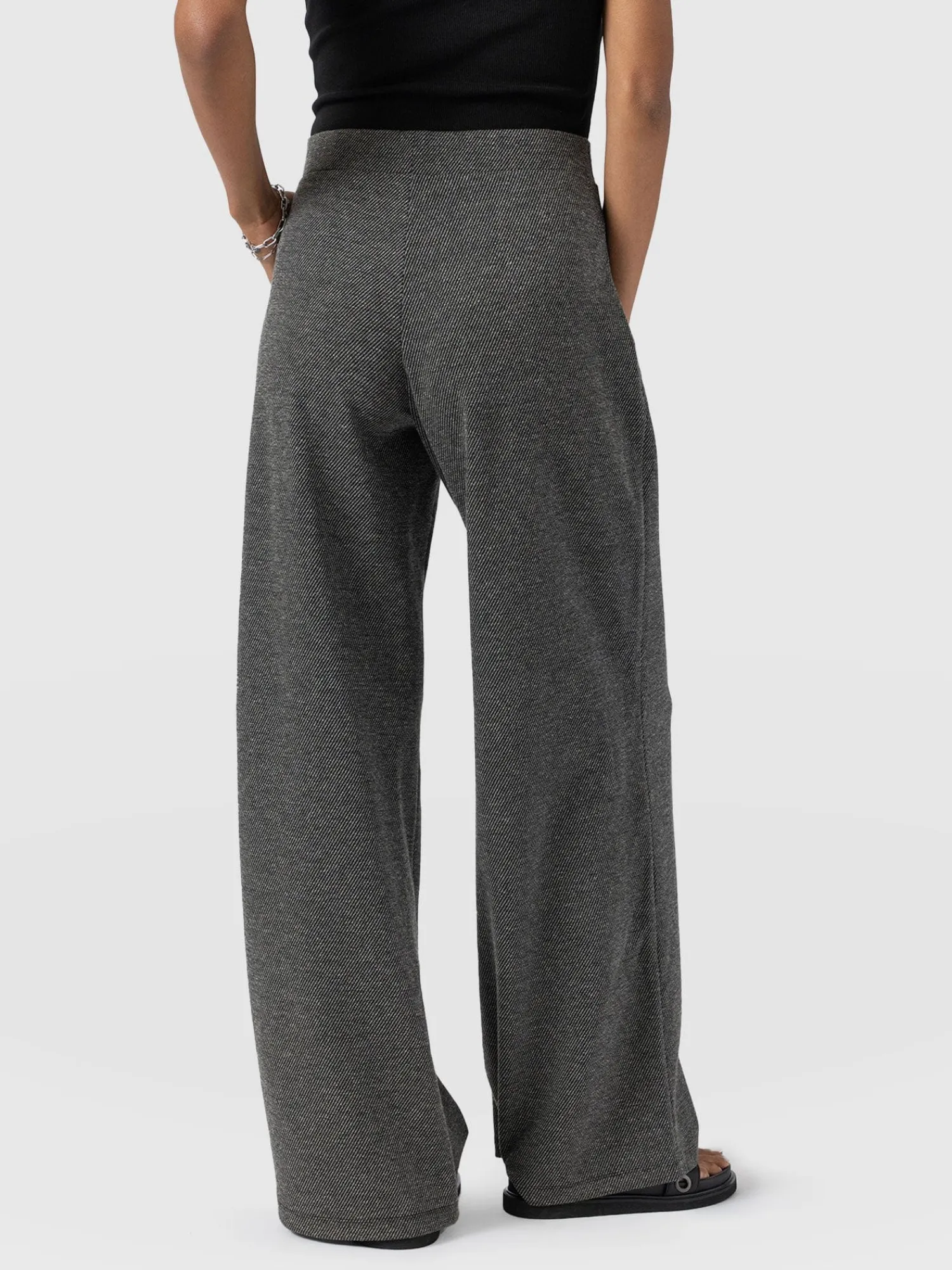 Outlet Saint and Sofia Keller Wide Leg Pant - Grey Twill