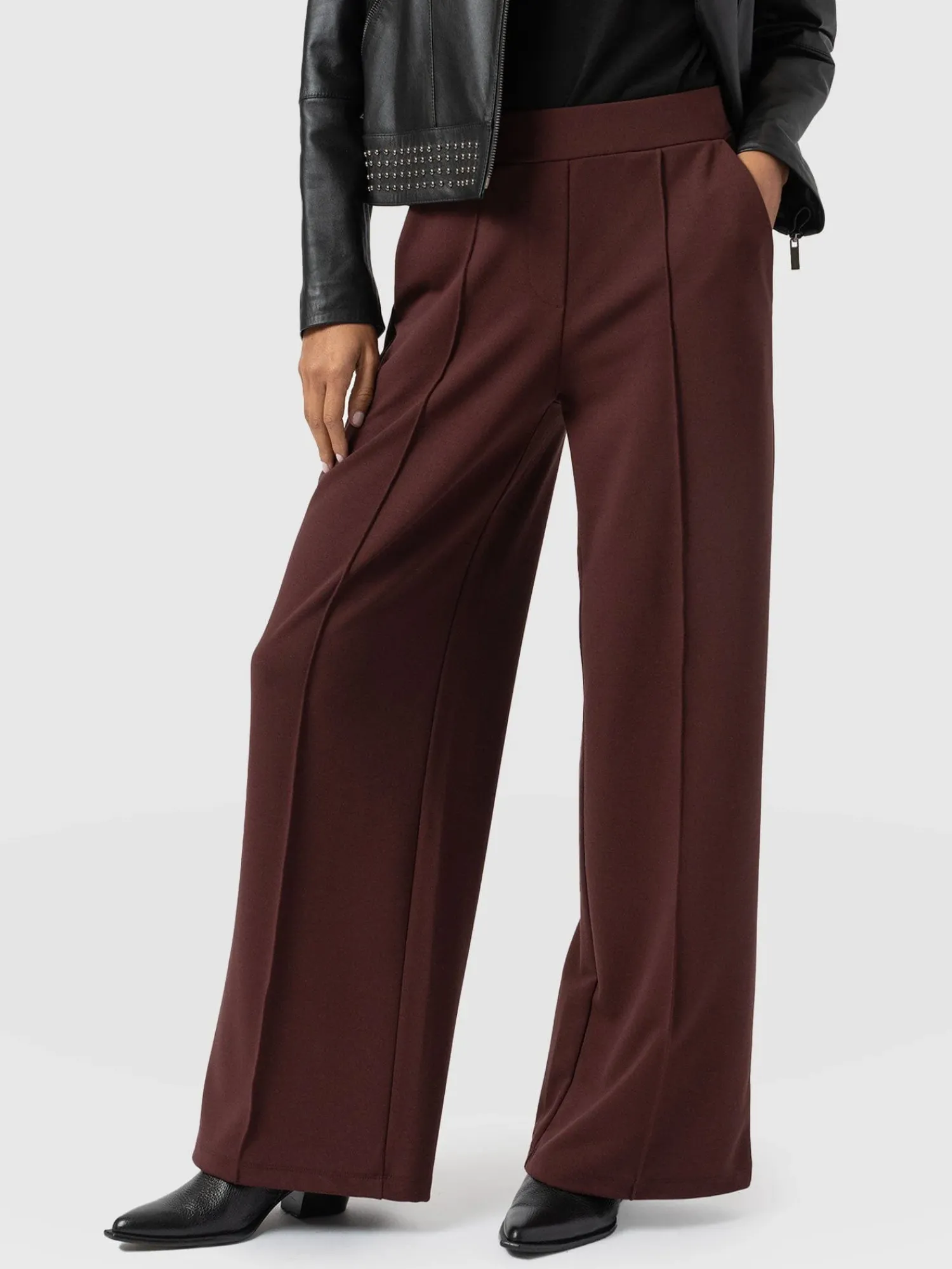 Outlet Saint and Sofia Keller Wide Leg Pant - Maroon