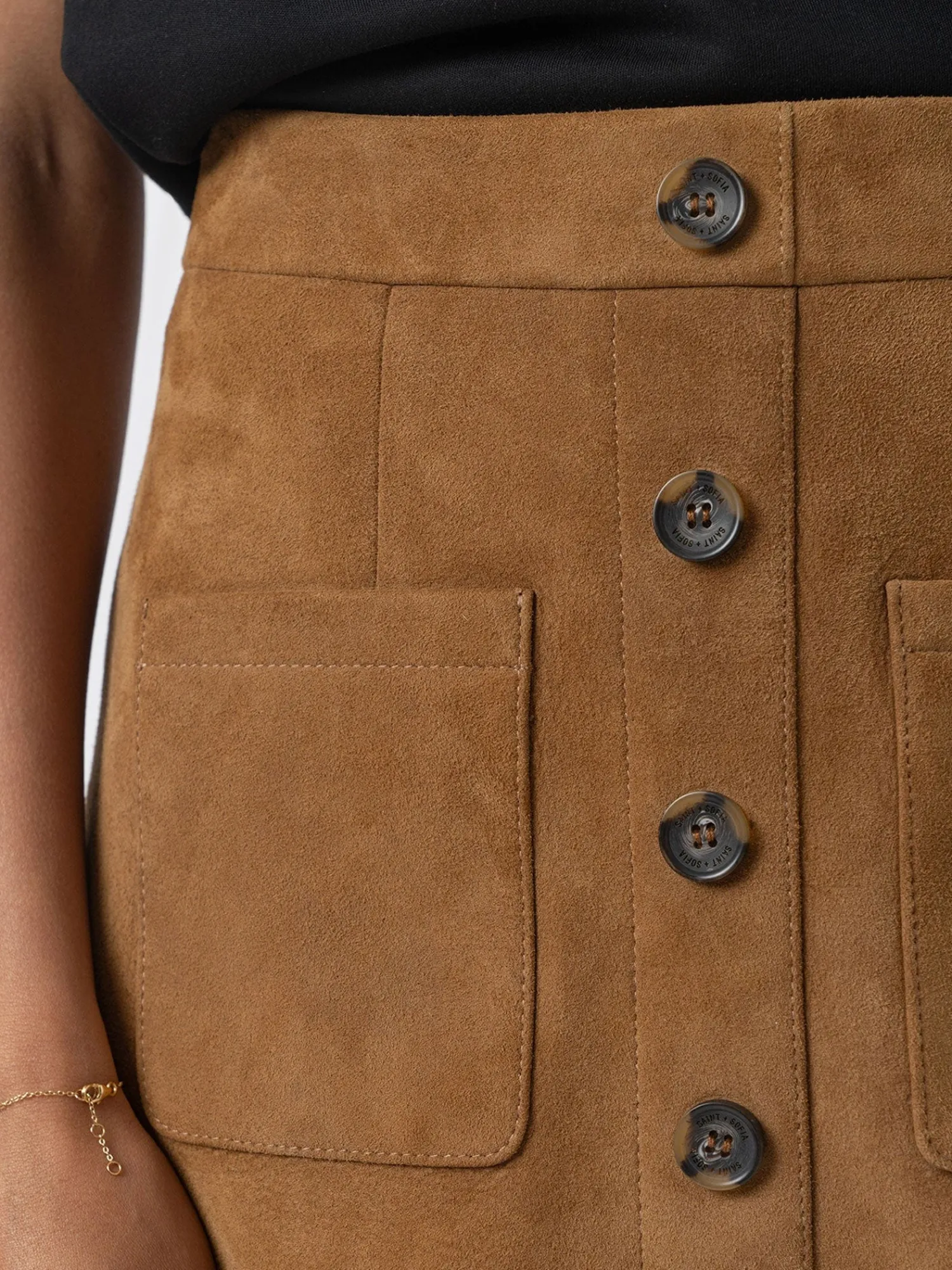 Discount Saint and Sofia Luther Suede Mini Skirt - Camel