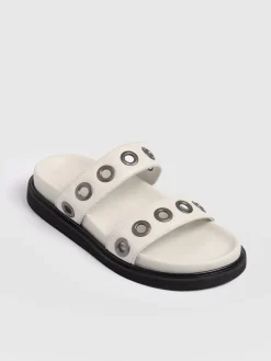 Hot Saint and Sofia Madison Eyelet Slides - Cream