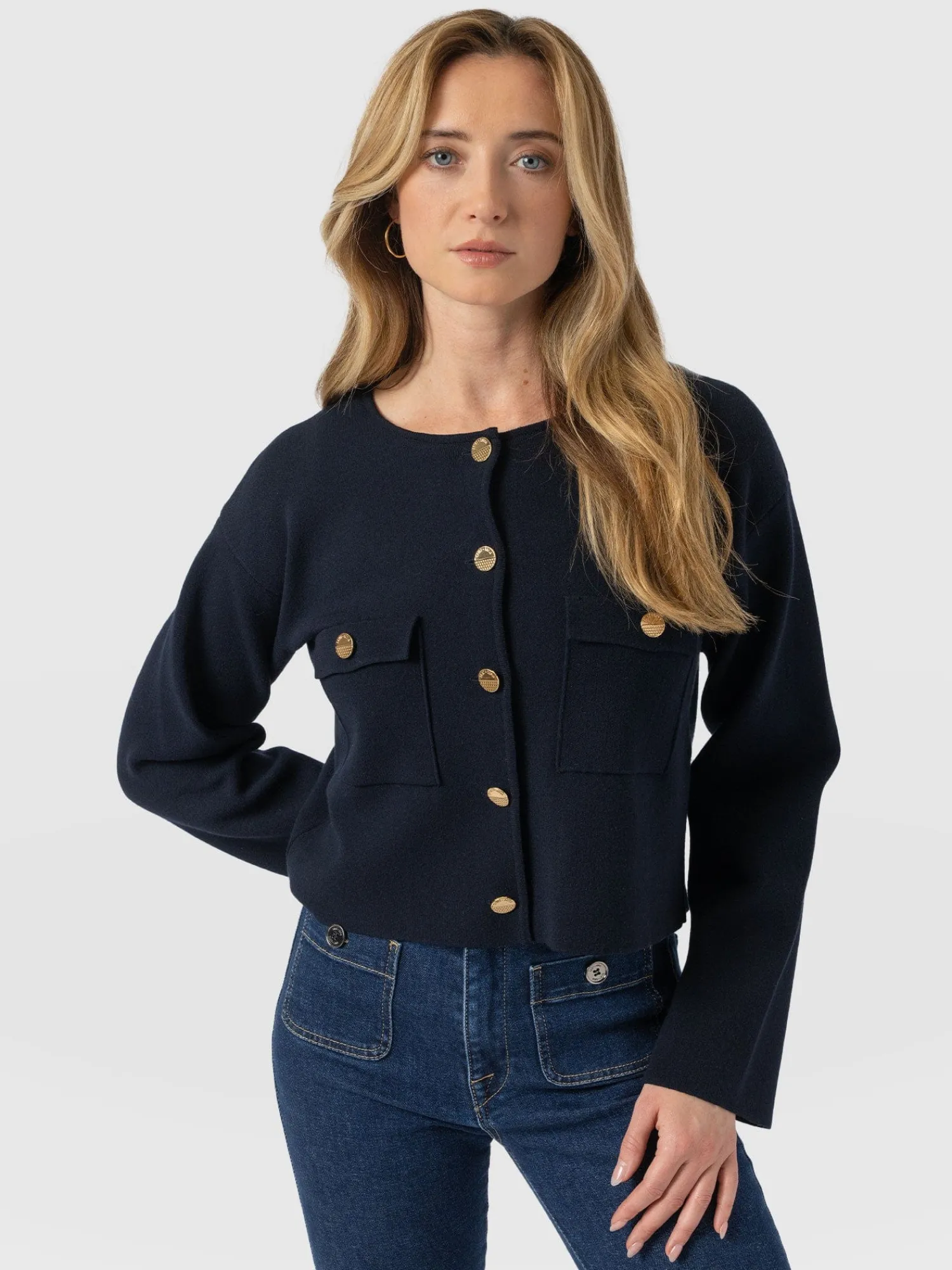 Hot Saint and Sofia Maeva Knit Jacket - Navy