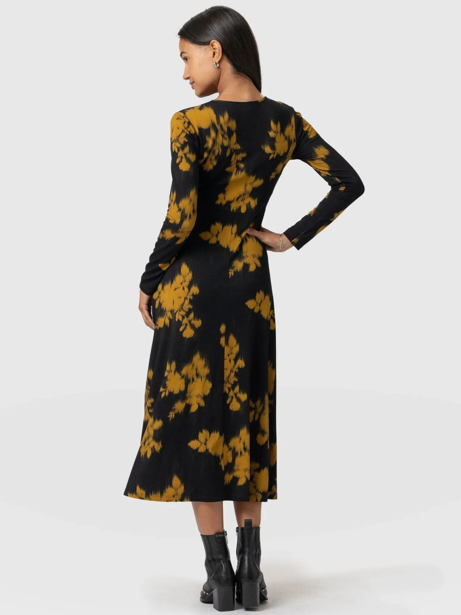 Sale Saint and Sofia Maggie Wrap Midi Dress - Yellow Fade Floral