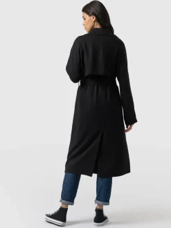Hot Saint and Sofia Marion Double Breasted Trench - Black