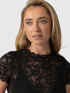 Fashion Saint and Sofia Miranda Lace Short Sleeve Tee - Black
