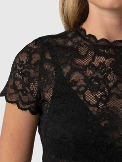 Fashion Saint and Sofia Miranda Lace Short Sleeve Tee - Black
