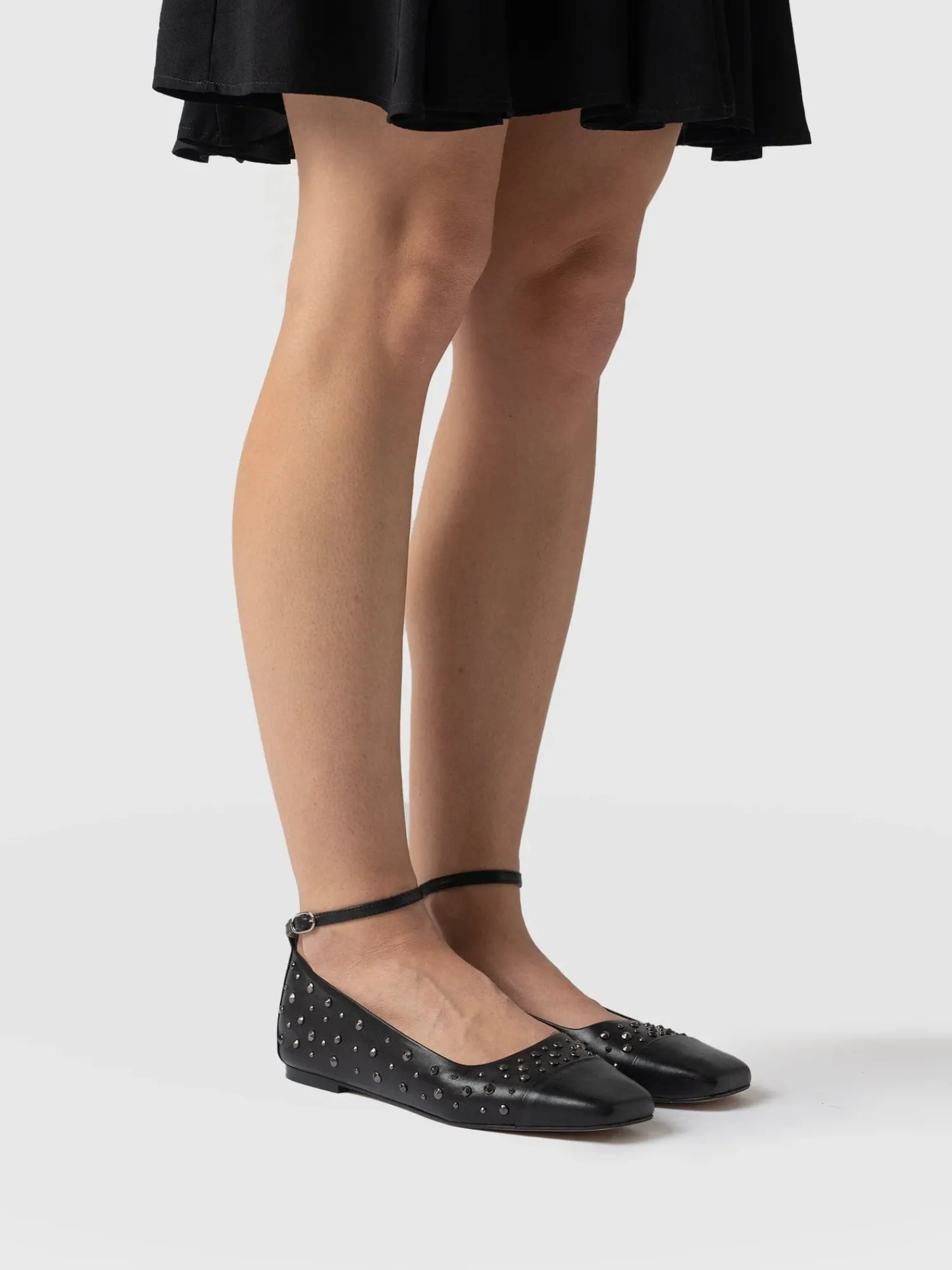 Fashion Saint and Sofia Ophelia Leather Ballerinas - Black Studded