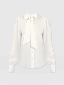 Sale Saint and Sofia Paxton Pussybow Blouse - Cream