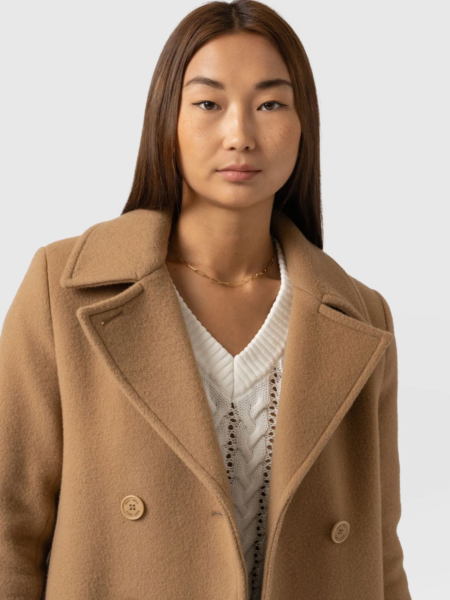 Discount Saint and Sofia Quinn Pea Coat - Camel