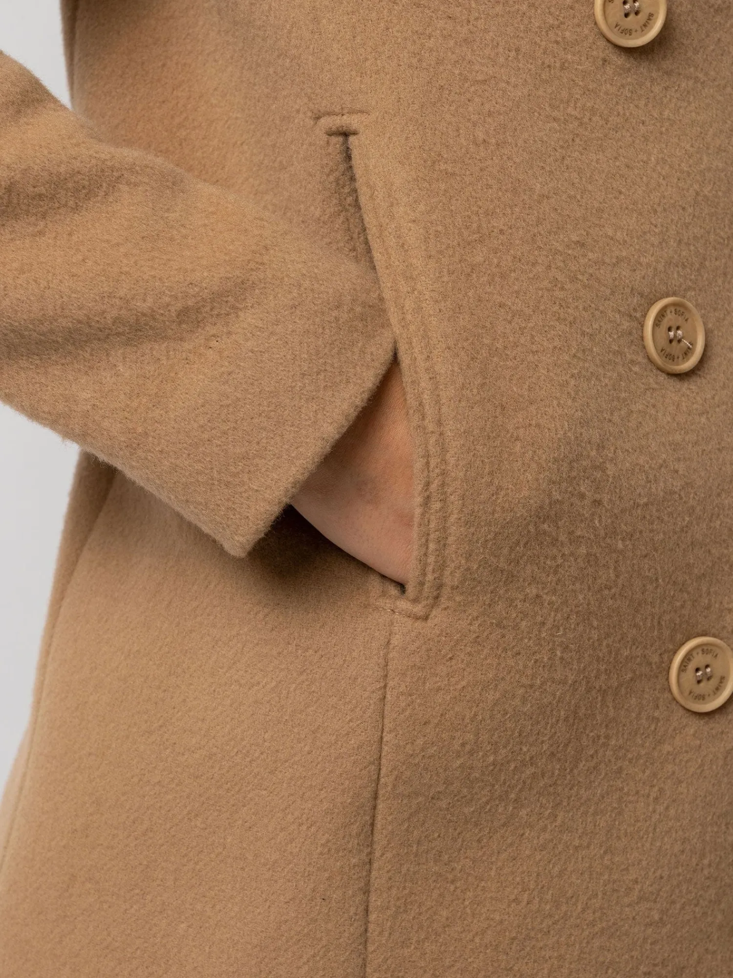 Discount Saint and Sofia Quinn Pea Coat - Camel
