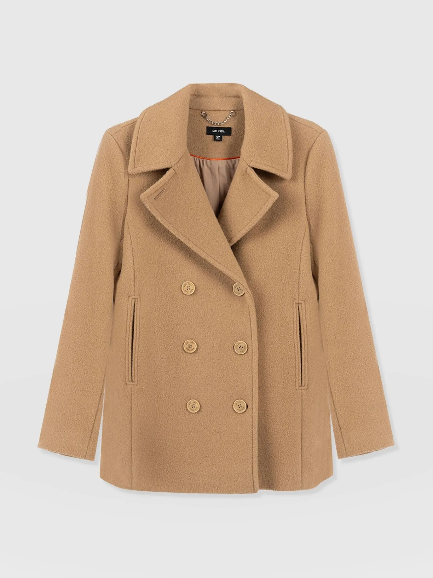 Discount Saint and Sofia Quinn Pea Coat - Camel