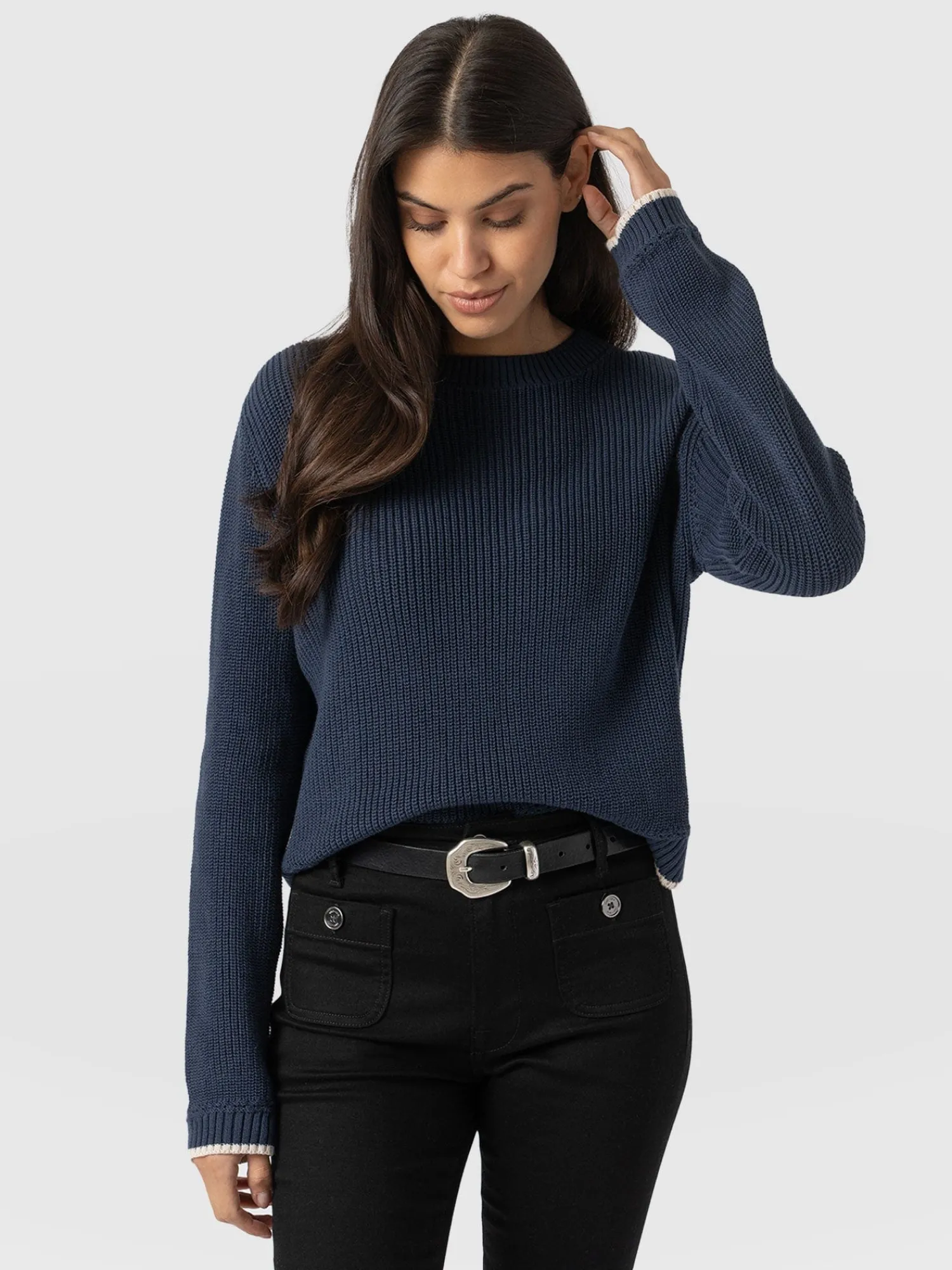 Best Saint and Sofia Remy Crop Sweater - Navy