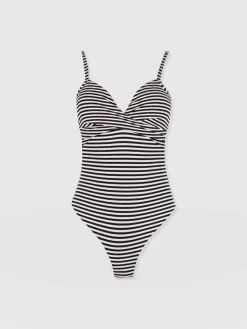 Hot Saint and Sofia Riley Cross Front Swimsuit - Stripe