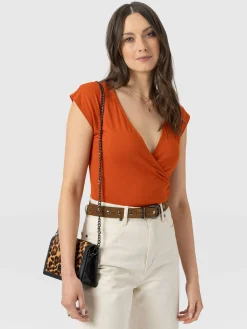 Discount Saint and Sofia Rosa Wrap Tee - Amber