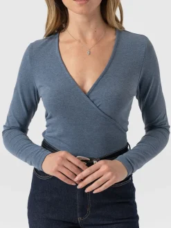 Outlet Saint and Sofia Rosa Wrap Tee Long Sleeve - Blue