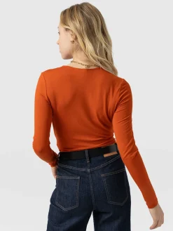 Outlet Saint and Sofia Rosa Wrap Tee Long Sleeve - Amber