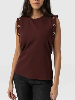 Hot Saint and Sofia Rowan Tee - Maroon Eyelet