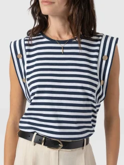 Discount Saint and Sofia Rowan Tee - Navy Stripe