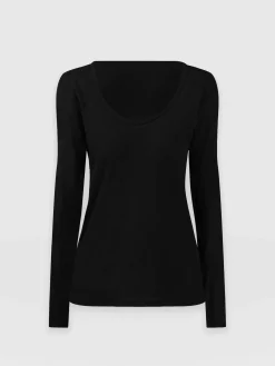 Best Saint and Sofia Scoop Neck Long Sleeve Tee - Black