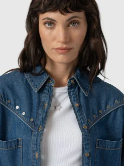 Clearance Saint and Sofia Sidney Denim Shirt - Mid Blue