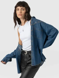 Clearance Saint and Sofia Sidney Denim Shirt - Mid Blue