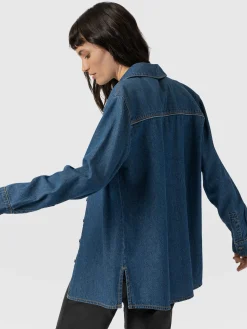 Clearance Saint and Sofia Sidney Denim Shirt - Mid Blue