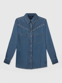 Clearance Saint and Sofia Sidney Denim Shirt - Mid Blue