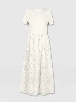 Online Saint and Sofia Sophia Contrast Dress - White Broderie