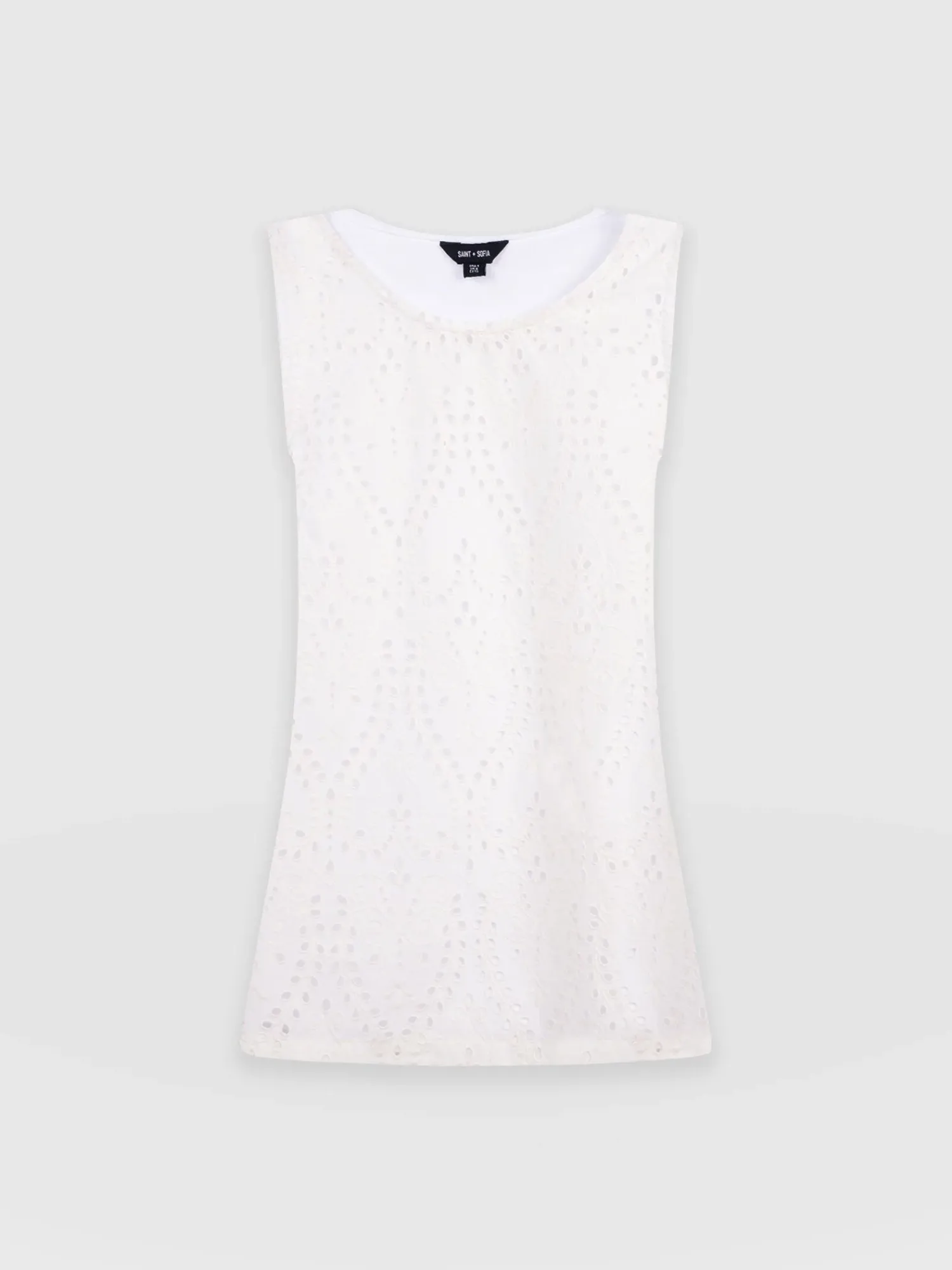 Fashion Saint and Sofia Sophia Contrast Tank - White Broderie