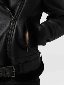Discount Saint and Sofia Spitfire Shearling Jacket - Black