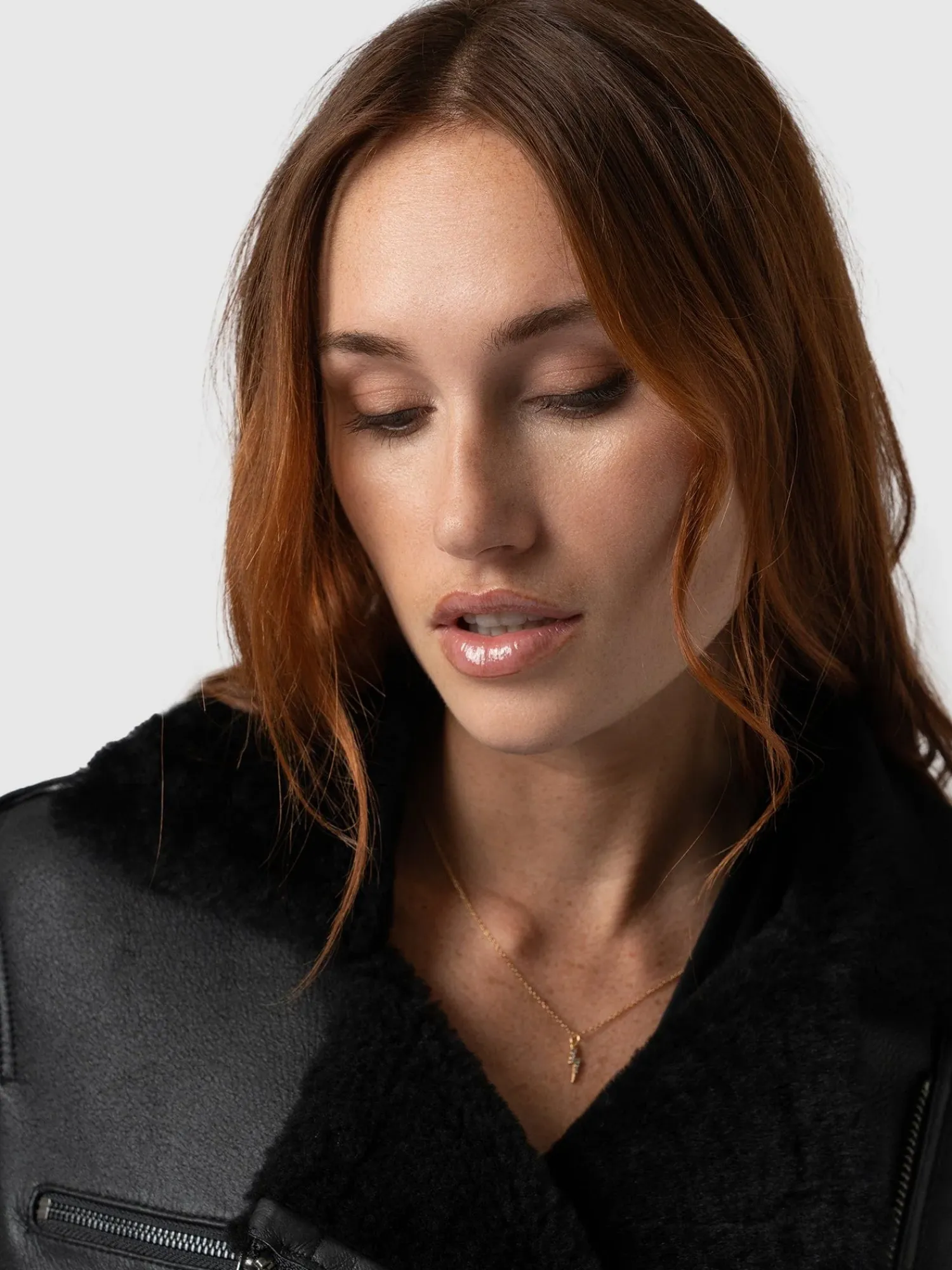 Discount Saint and Sofia Spitfire Shearling Jacket - Black