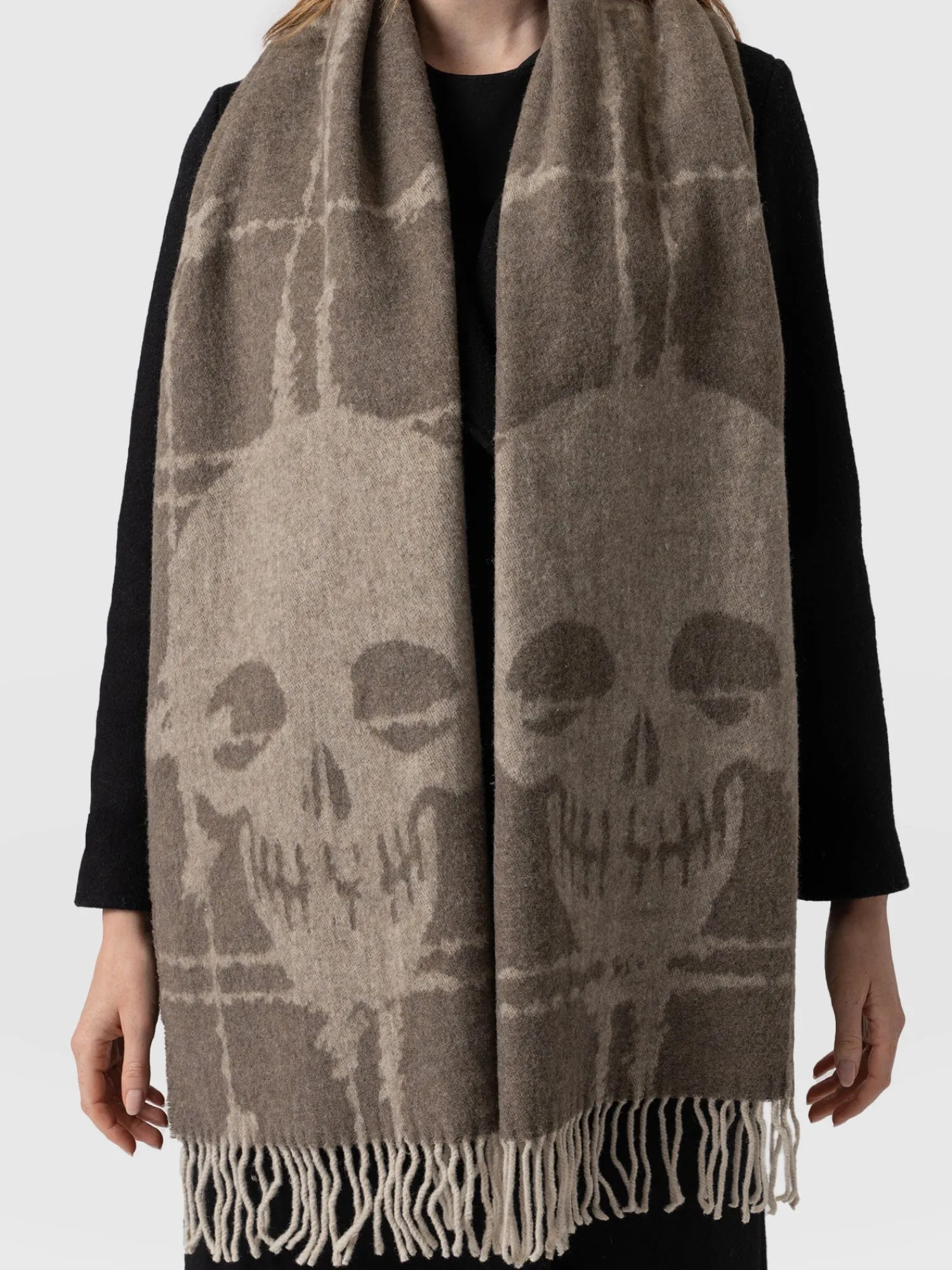 Clearance Saint and Sofia Sutton Skull Scarf - Beige