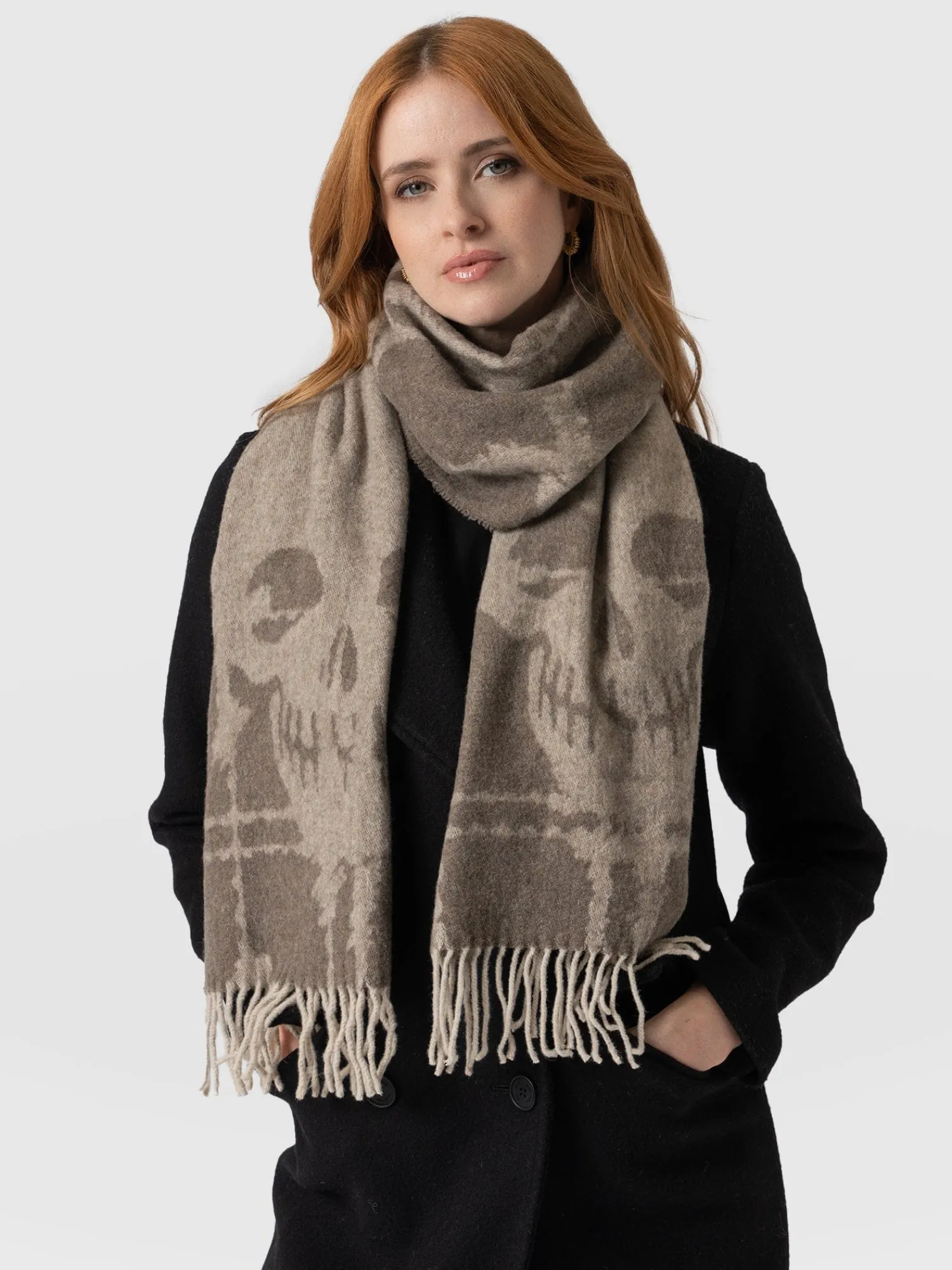 Clearance Saint and Sofia Sutton Skull Scarf - Beige