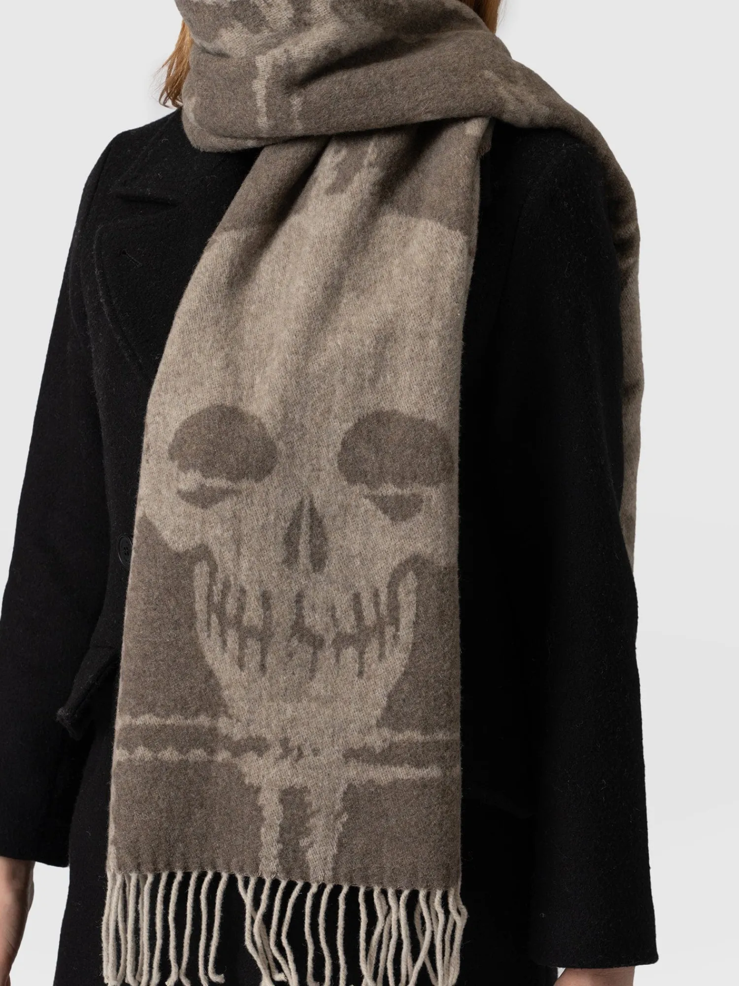 Clearance Saint and Sofia Sutton Skull Scarf - Beige