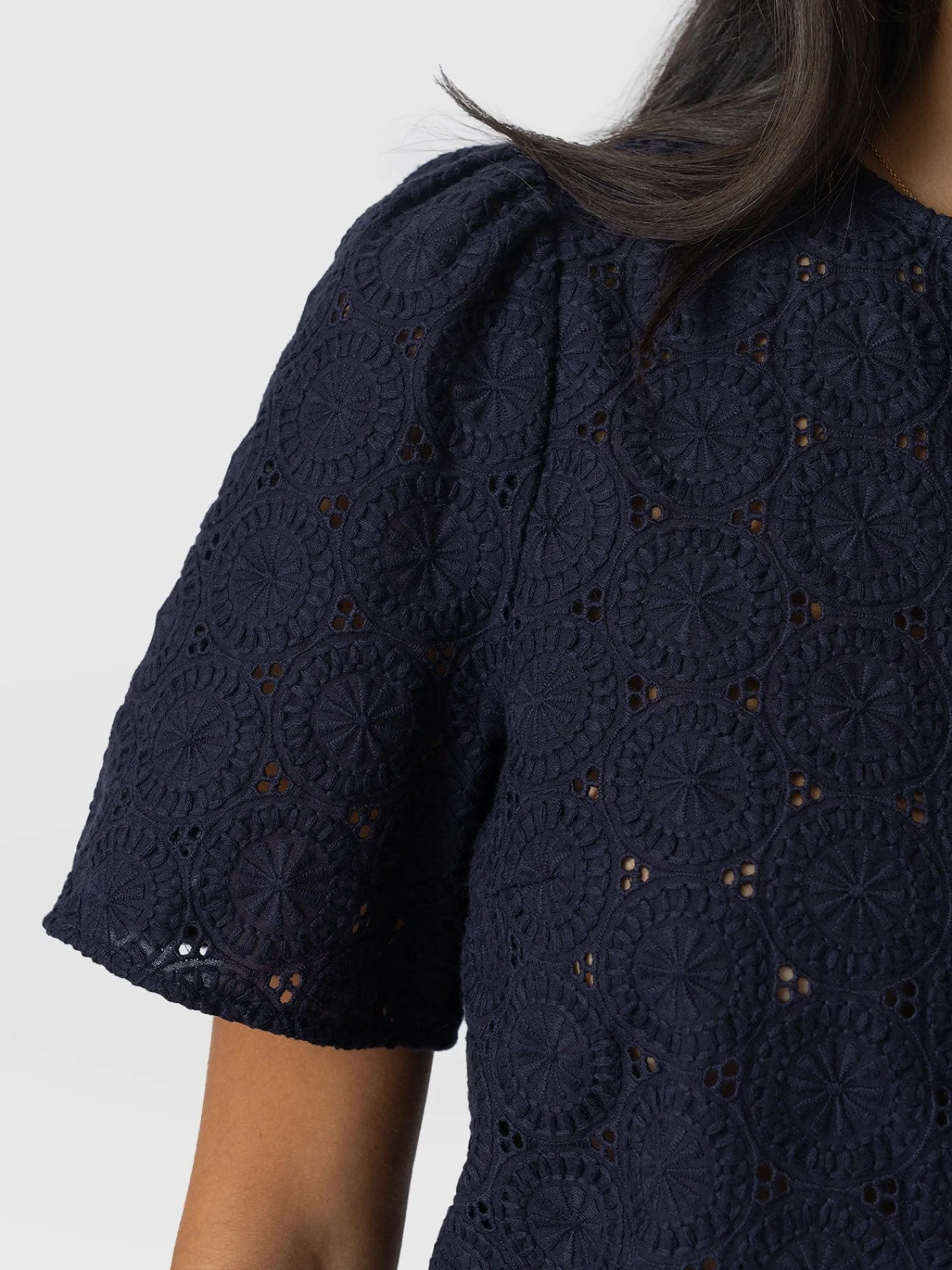 Hot Saint and Sofia Tabitha Short Sleeve Blouse - Navy
