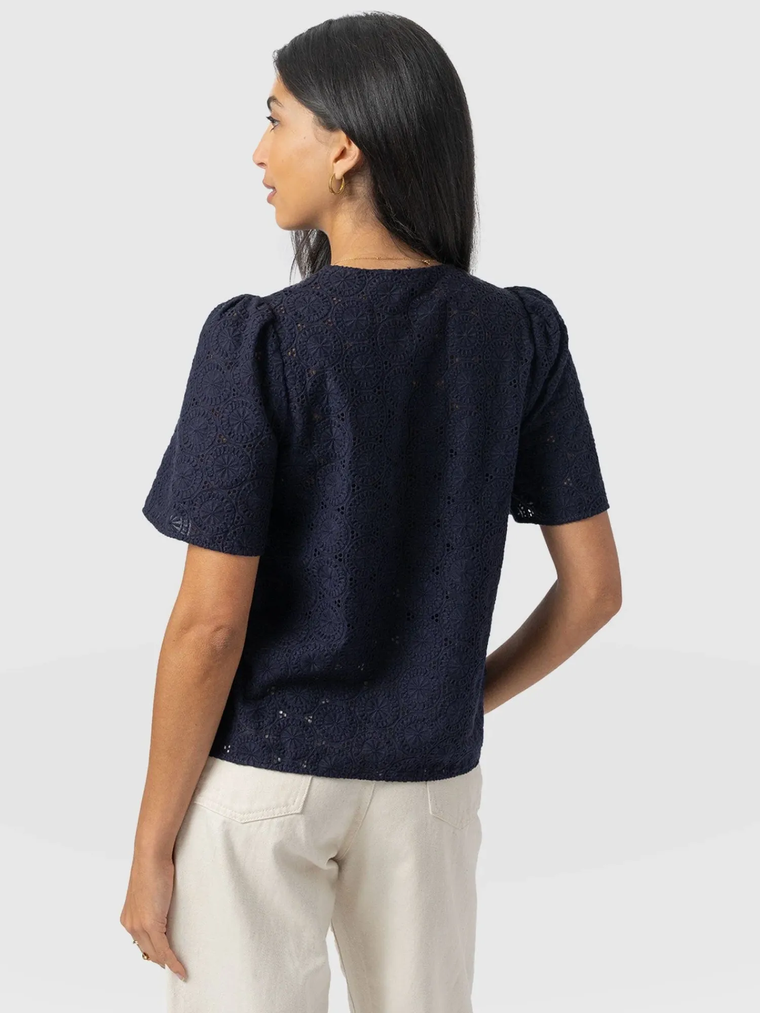 Hot Saint and Sofia Tabitha Short Sleeve Blouse - Navy