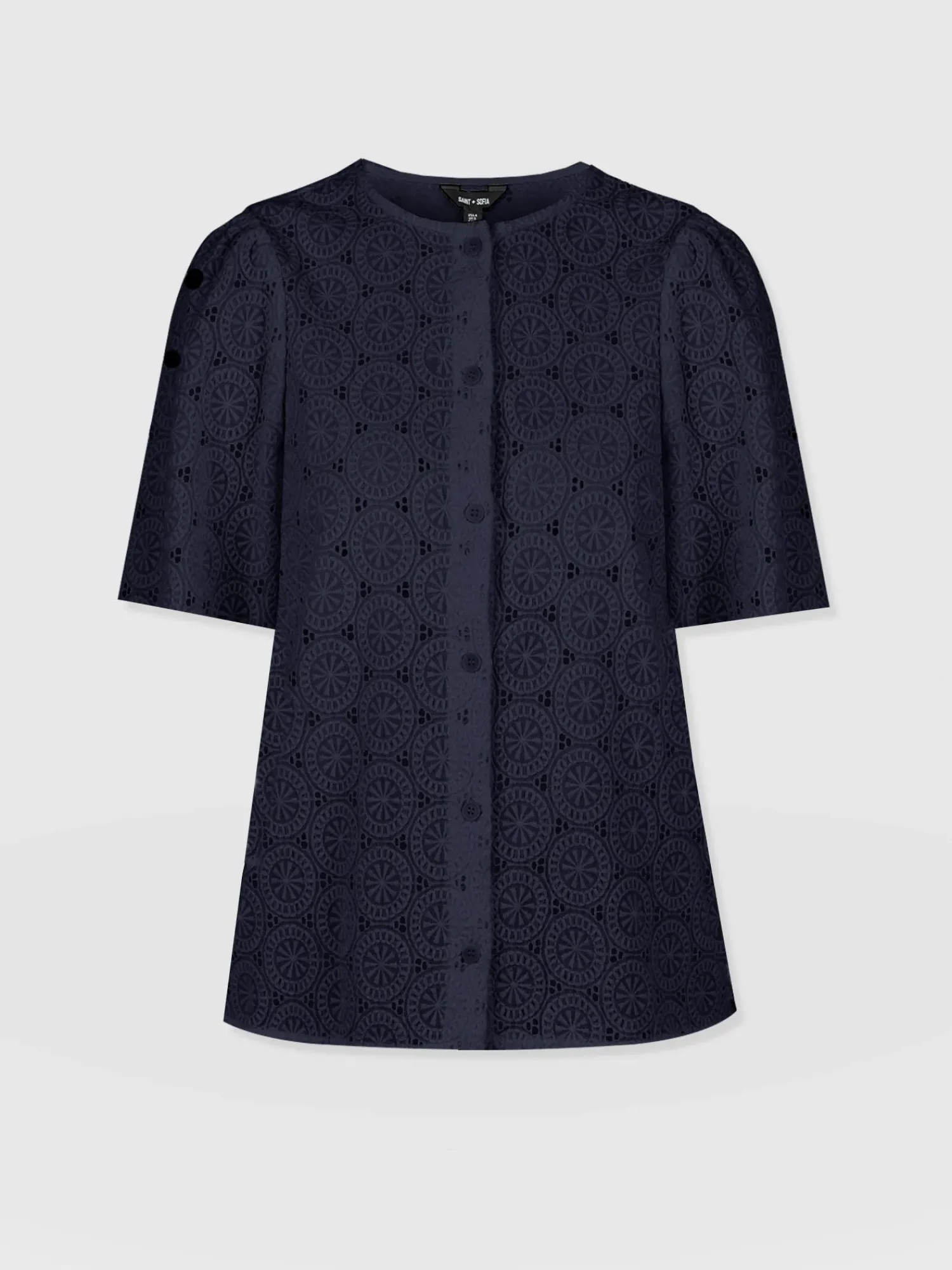 Hot Saint and Sofia Tabitha Short Sleeve Blouse - Navy
