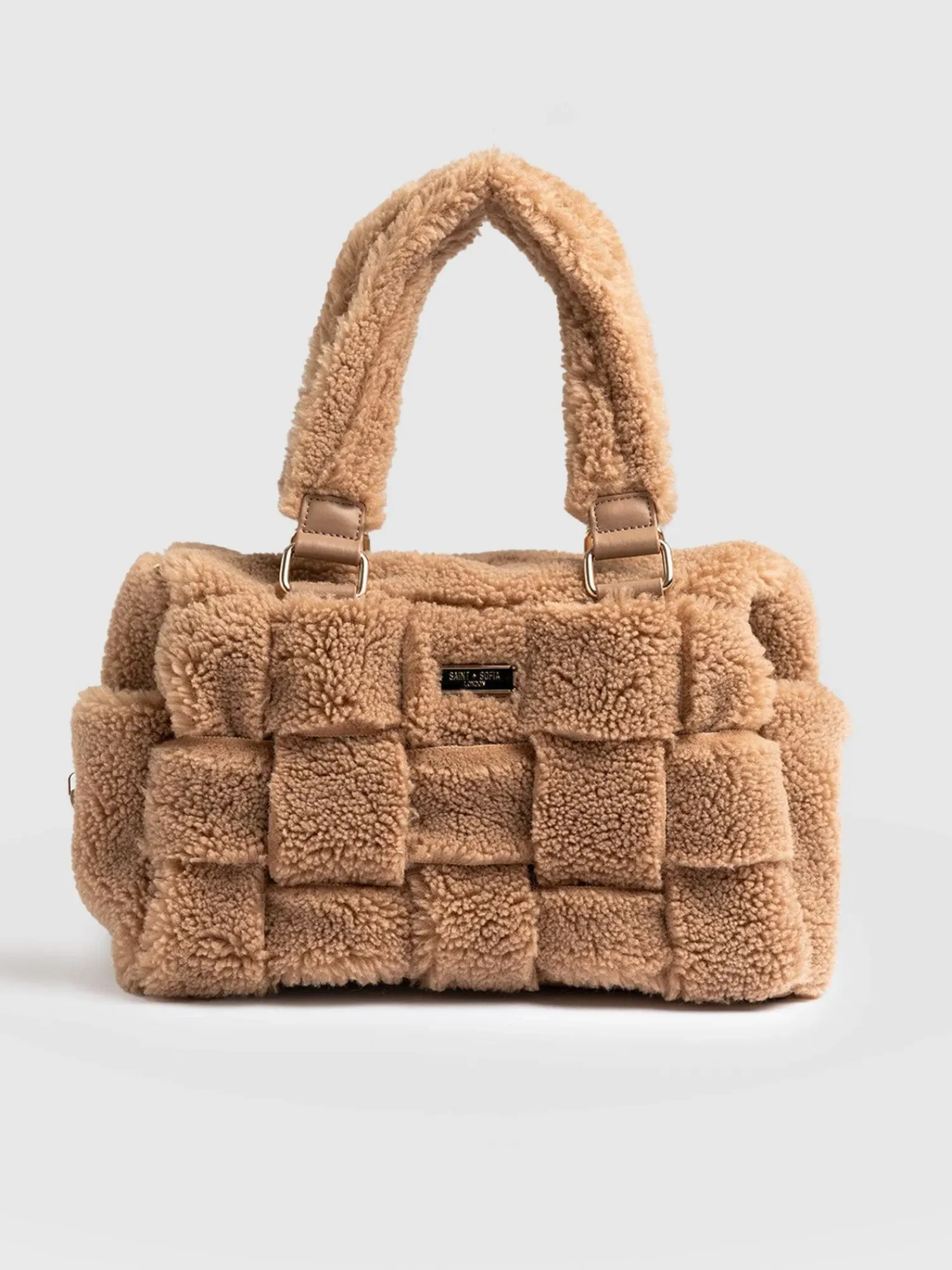 Online Saint and Sofia Teddy Woven Duffle Bag - Caramel