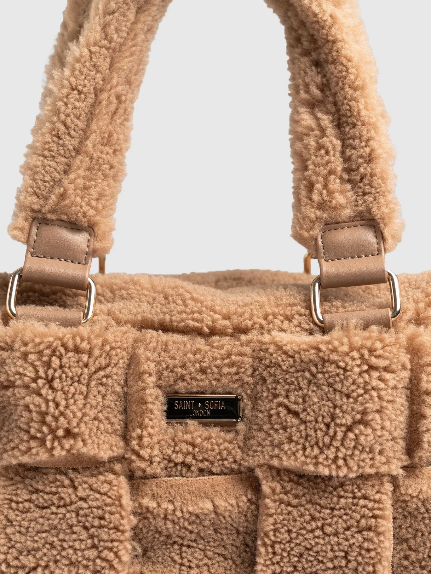 Online Saint and Sofia Teddy Woven Duffle Bag - Caramel