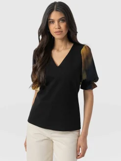New Saint and Sofia Tori Puff Sleeve Top - Yellow Gradient