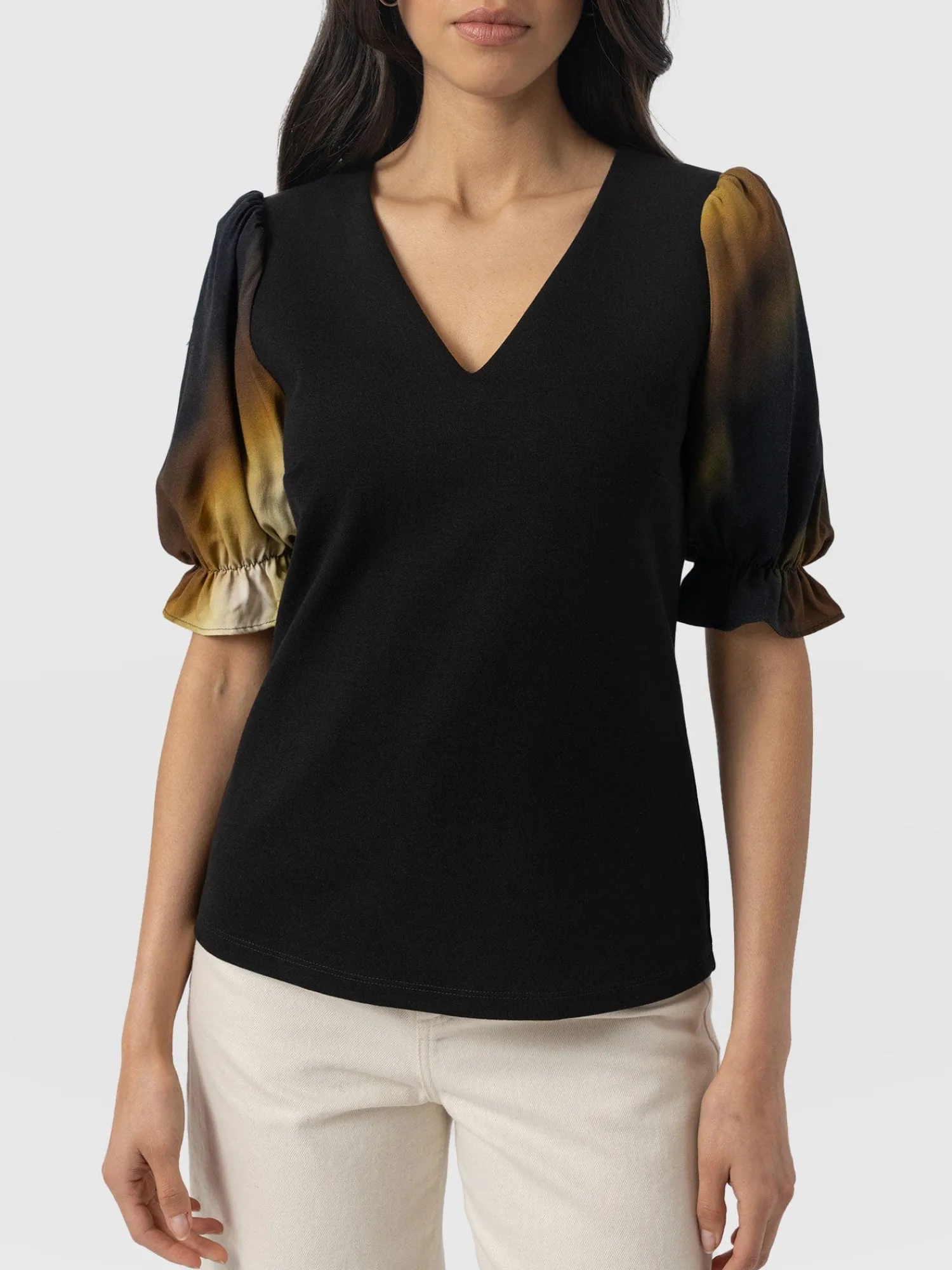 New Saint and Sofia Tori Puff Sleeve Top - Yellow Gradient
