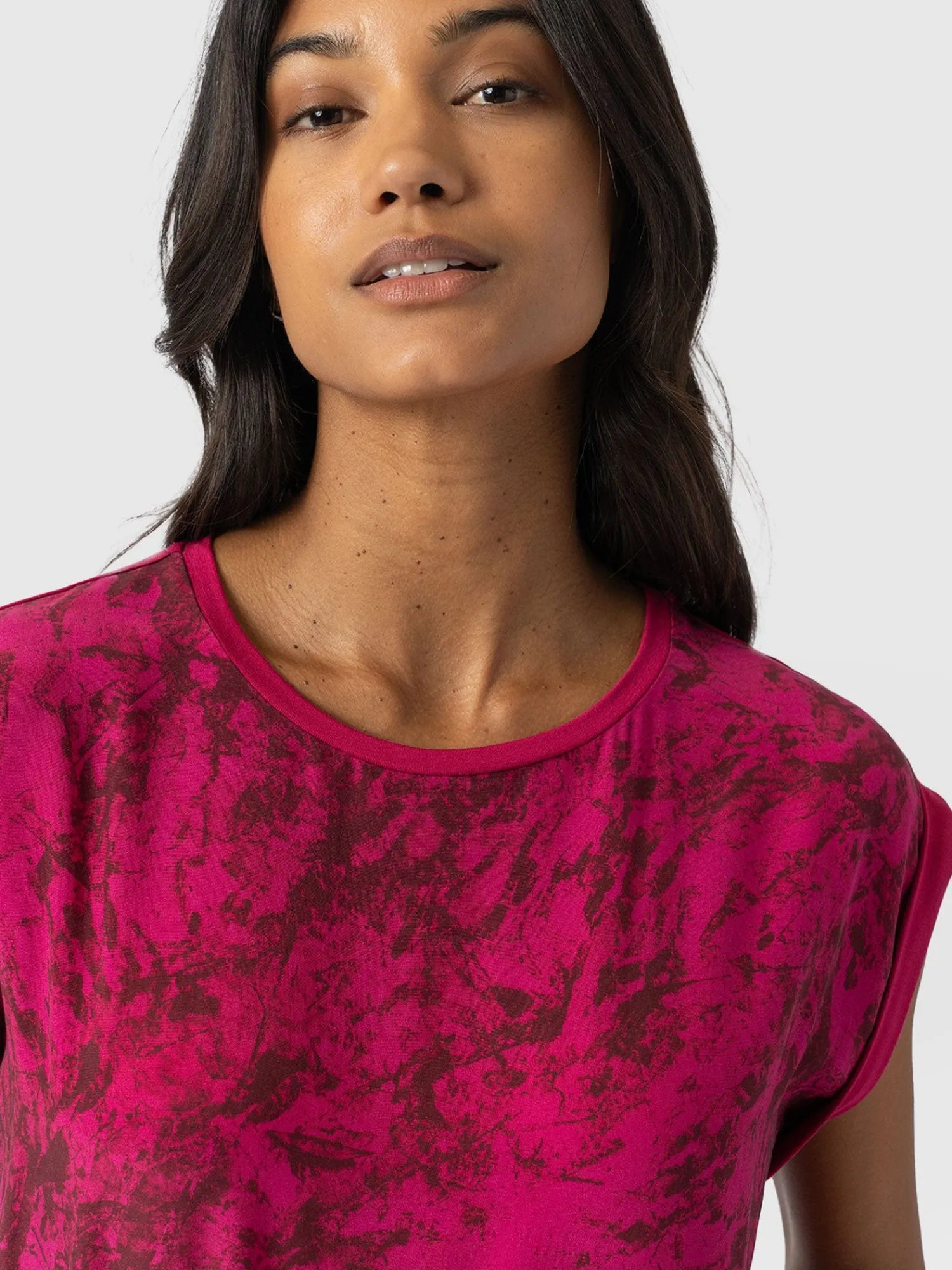 New Saint and Sofia Turn Up Contrast Tee - Pink Marble