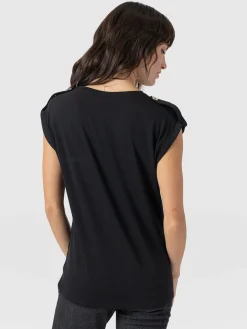 Discount Saint and Sofia Turn Up Tee - Black Lightning