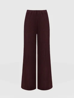 Best Saint and Sofia Victory Rib Wide Leg Pant - Burgundy
