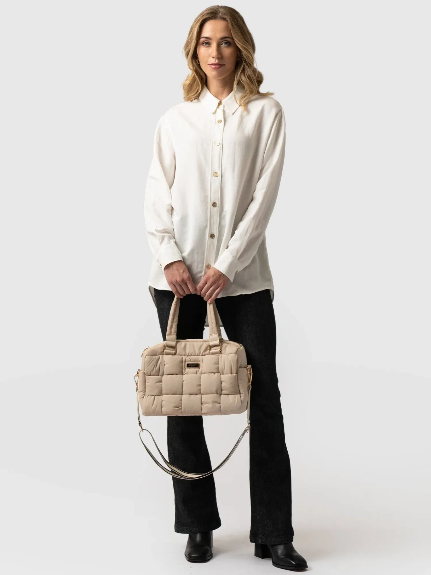 Best Saint and Sofia Woven Duffle Bag - Cream