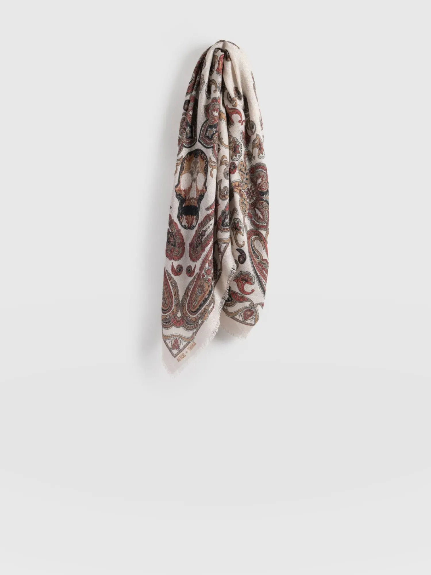 Sale Saint and Sofia Wren Paisley Scarf - Cream/Burgundy