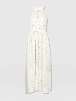 Hot Saint and Sofia Zoey Halter Neck Dress - White Broderie